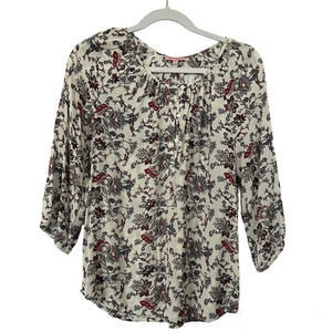 Rose & Rhyme Floral Blouse Size Small Top Bohemian Peasant Lightweight Fairy